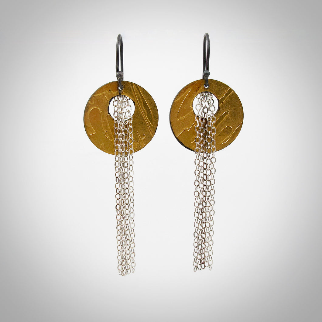 Golden Cascade Steel Earrings