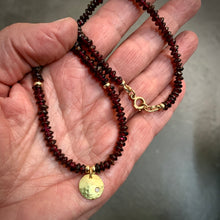 Load image into Gallery viewer, Gold Medallion and Garnet Necklace
