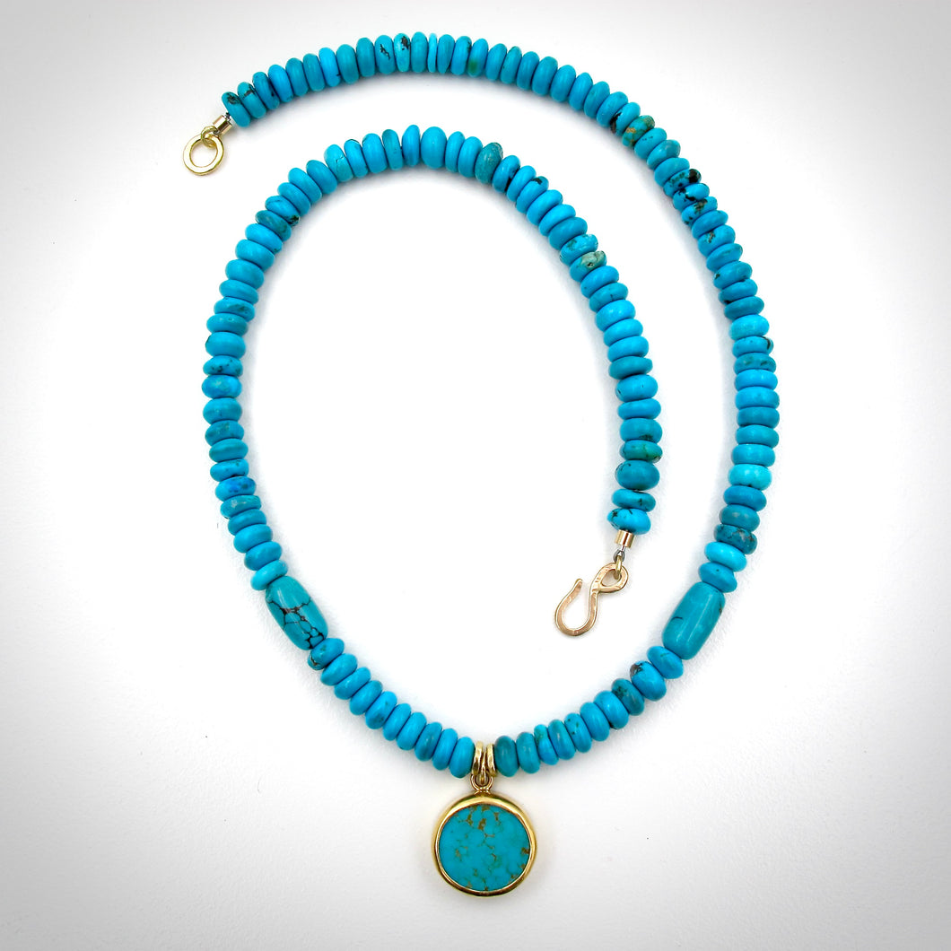 Blue Turquoise Necklace with Gold