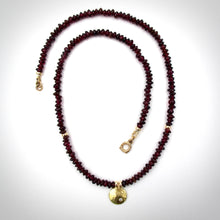 Load image into Gallery viewer, Gold Medallion and Garnet Necklace
