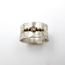 Load image into Gallery viewer, Linear Bead Ring with Champagne Diamond
