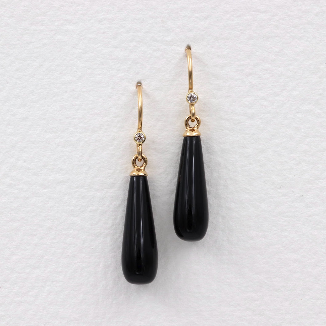 Black Onyx Briolette Earrings