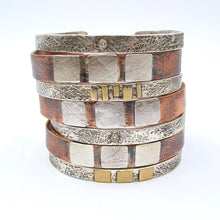 Load image into Gallery viewer, Silver Stackable Hammered Cuff with Diamond
