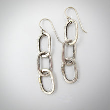 Load image into Gallery viewer, Chain Link Earrings with Gold and Diamonds, Triple Link
