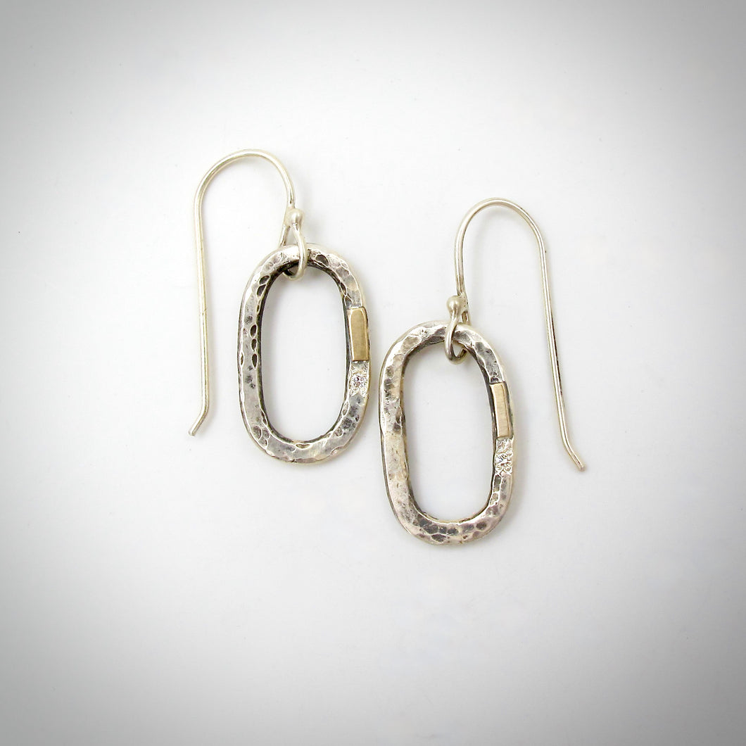 Chain Link Earrings with Gold and Diamonds, Single Link