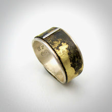 Load image into Gallery viewer, Steel, Gold and Silver Ring with Fine Silver Line
