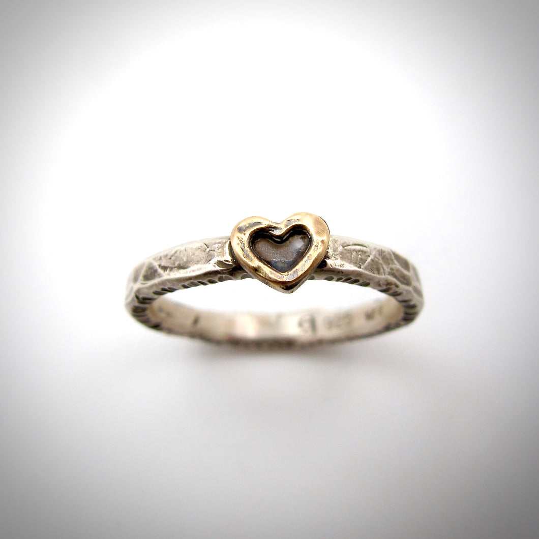 Mini Gold Heart Stackable Ring