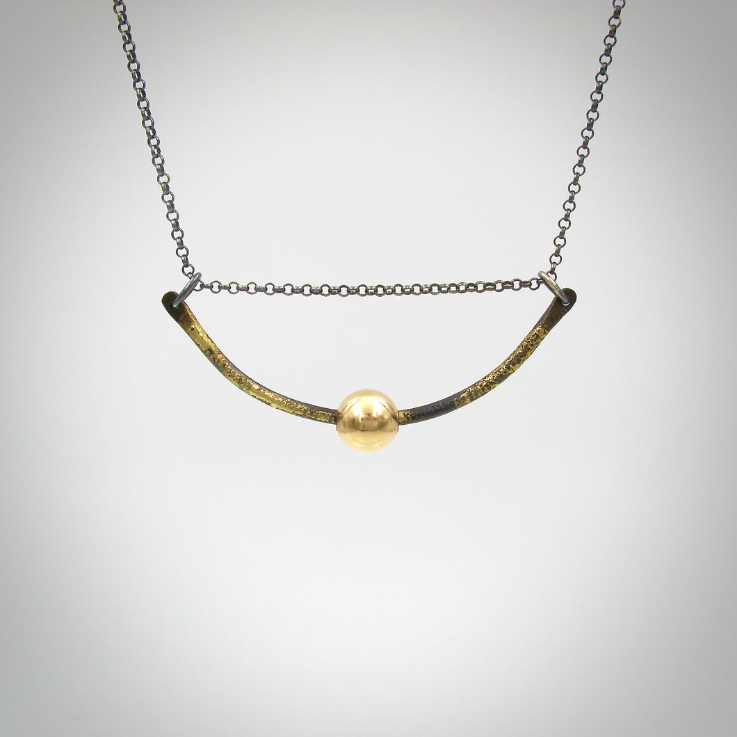 Steel Swing Necklace with Gold Bead