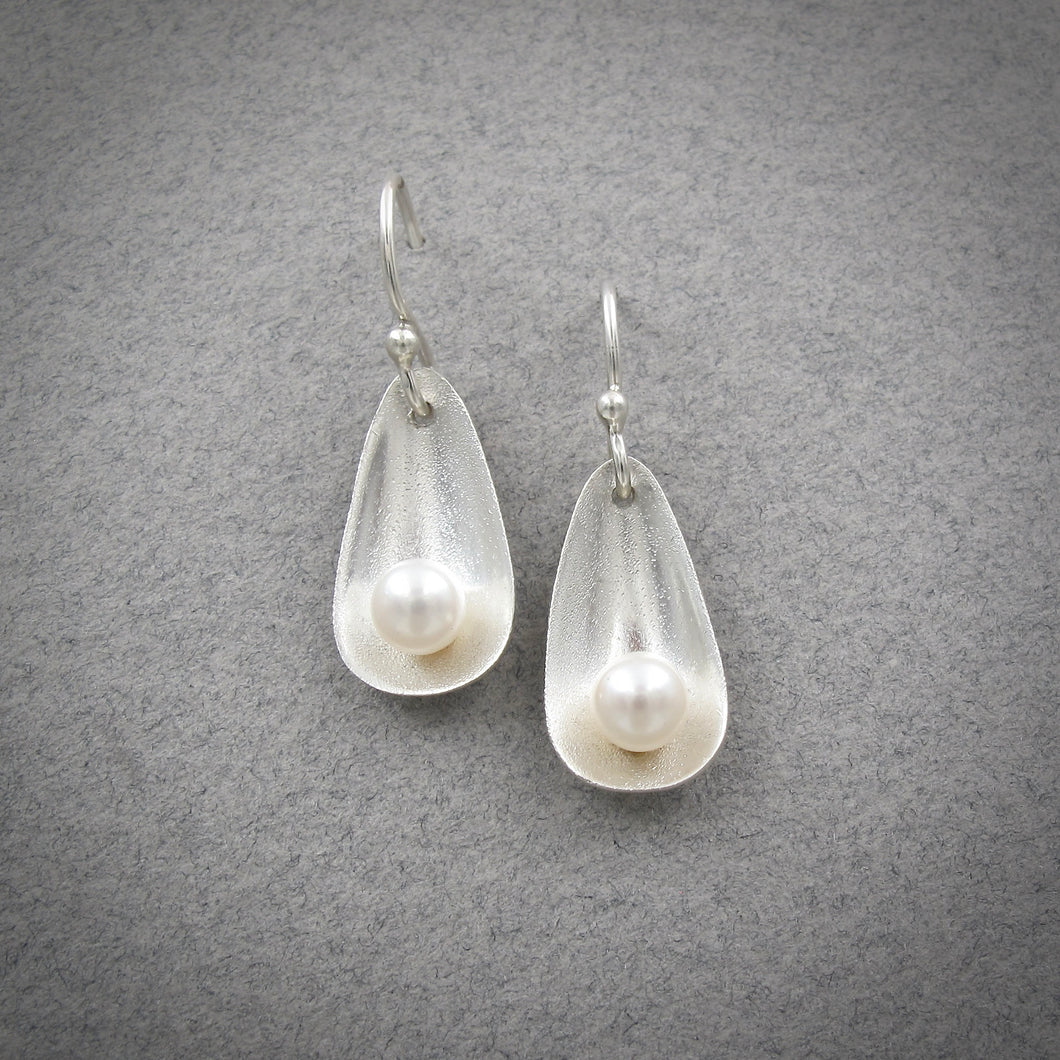 White Pearl in Shell Earrings